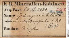 Etiketten zu Silber Gediegen (NHMW-MIN-Aw203)